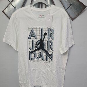 Jordan White Short Sleeve Graphic Tee with Black Jumpman